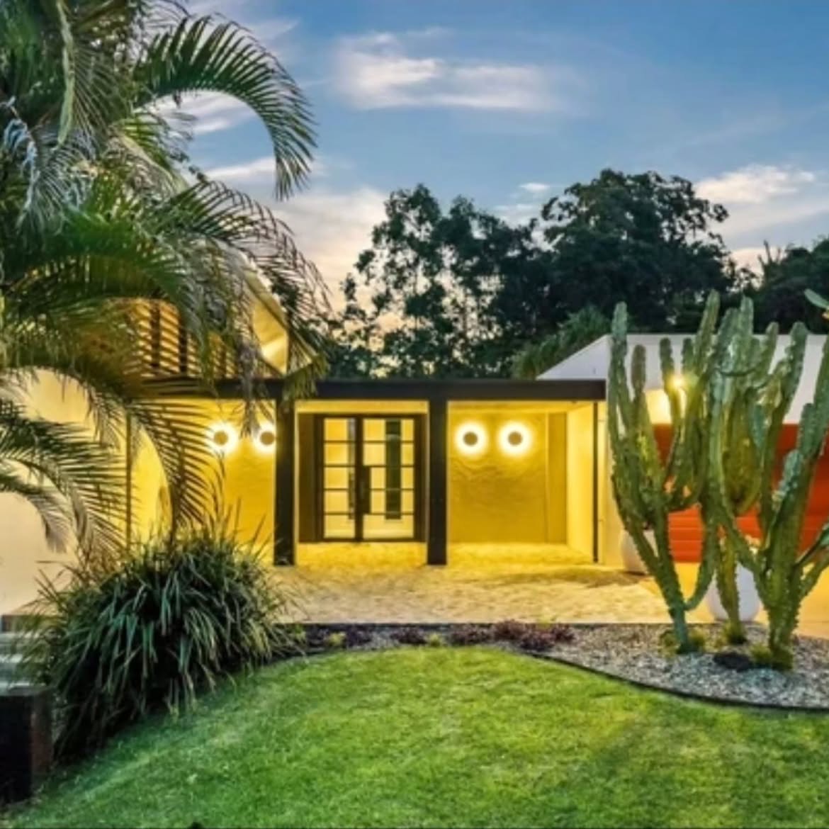Beautifully painted home exterior at dusk in the Northern Rivers